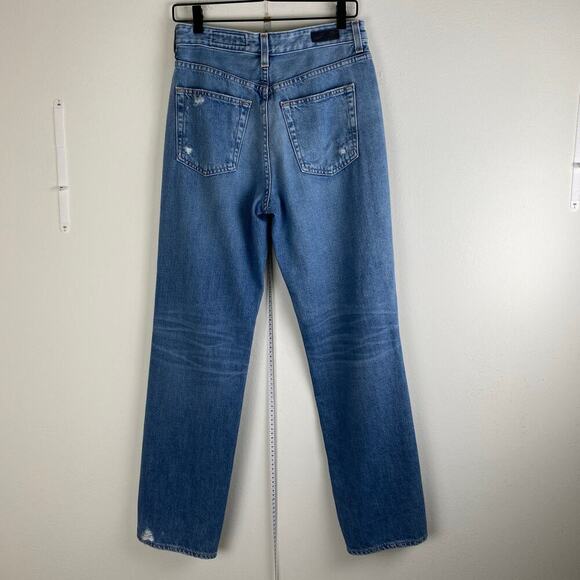 AG Alexxis Straight Jeans Size 28 Blue High Rise 10 Years Platform Blue Aged - Picture 11 of 15